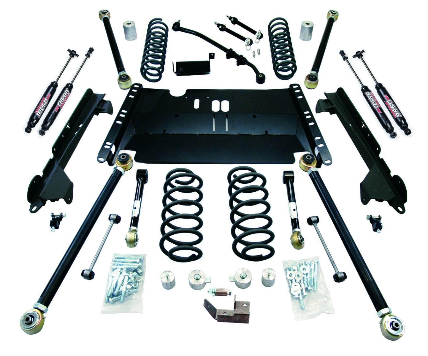 TJ SWB: 4" Enduro LCG Long Arm Suspension System & 9550 VSS Twin-Tube Shocks