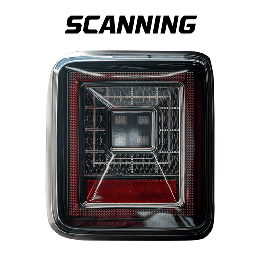 Jeep 2018-2022 JL Wrangler OLED Tail Lights w/ Red Brake/Running Lights & Red Scanning Turn Signals (Replaces OEM Halogen Tail Lights)