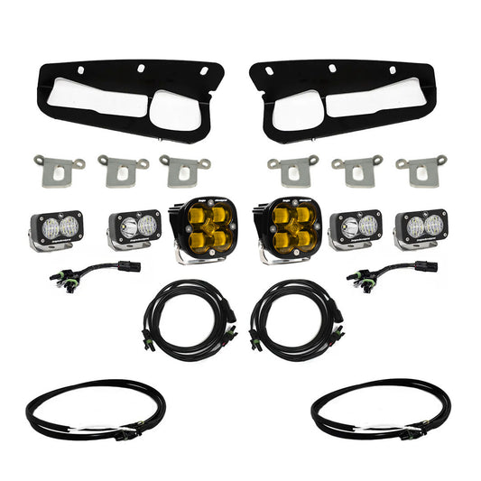Ford Squadron SAE/Dual S2 Sport Steel Bumper Fog Pocket Light Kit Ford 2021-2023 Bronco, Steel Bumper SAE Fog Amber Upfitter
