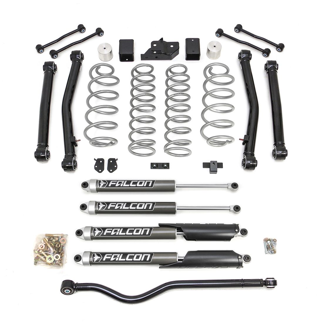 Terrain Flex 4-Arm Kit With Falcon 2.1 Monotube Shocks 2018-2024 Jeep JL Wrangler