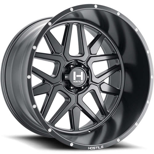 Hostile H128 Satin Black 22x12 -44mm