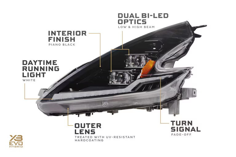 Morimoto XB Evo Hybrid LED Projector Headlights: Nissan 370Z 2009-2021