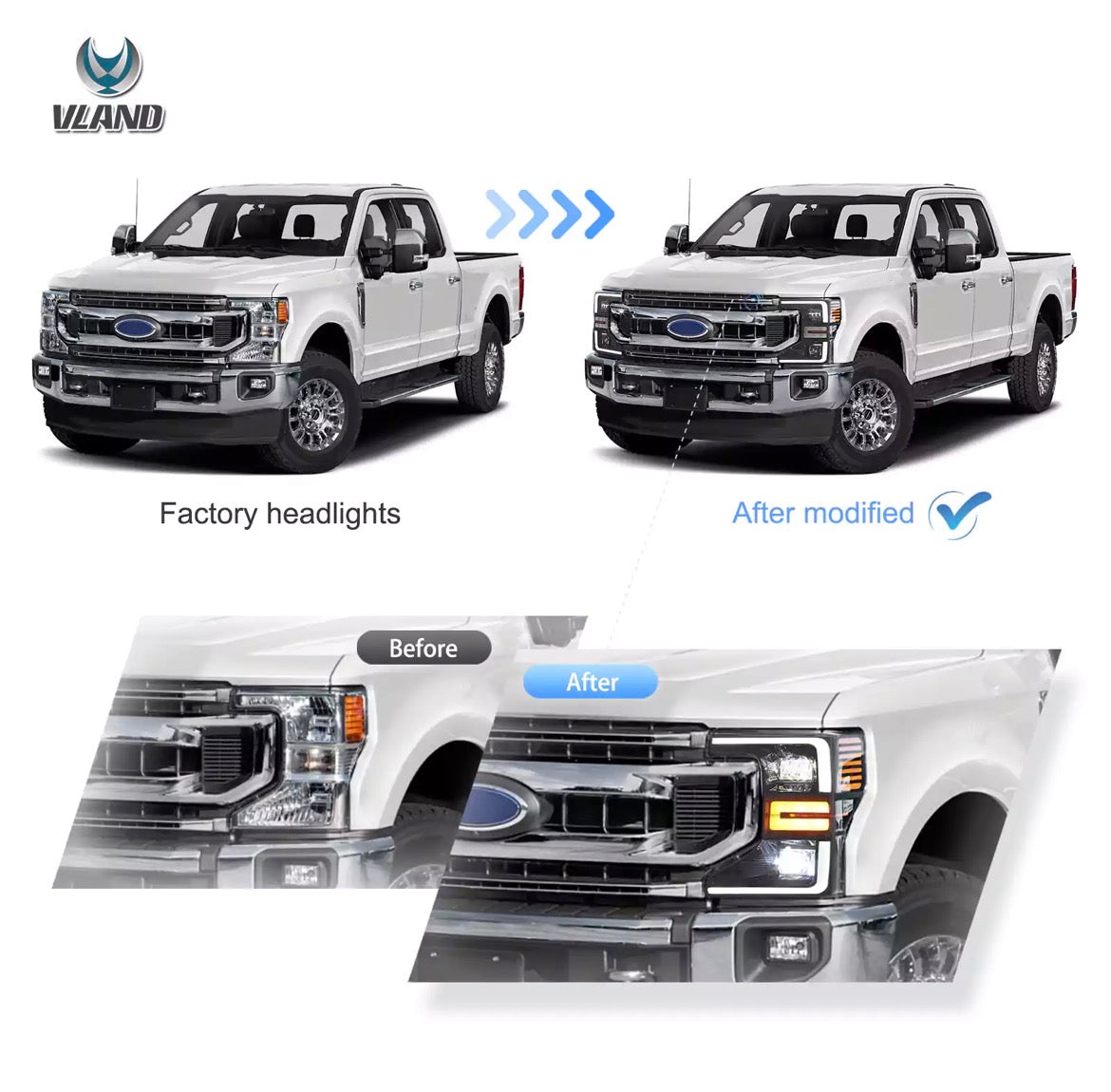 2020-2022 Ford F250/F350/F450 Super Duty Black OEM LED Style Headlights