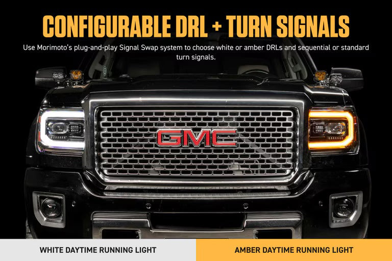 Morimoto XB Evo LED Projector Headlights: GMC Sierra 2014-2018 1500 2015-2019 HD 2500/3500