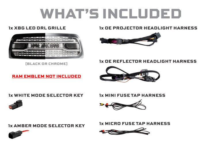 2013-2018 Ram 1500/2500/3500 MORIMOTO XBG LED DRL GRILLE (White or Amber)