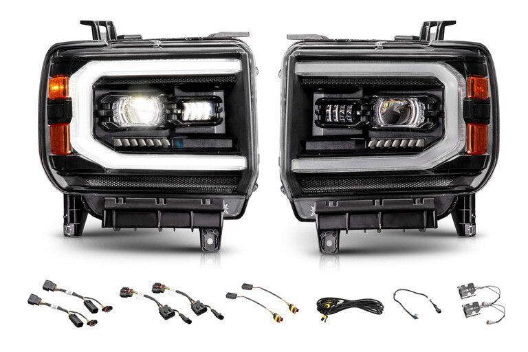 Morimoto XB Evo Hybrid LED Projector Headlights: GMC Sierra 2014-2018 1500 2015-2019 HD 2500/3500
