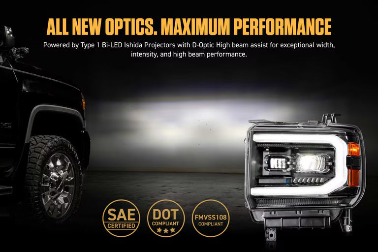 Morimoto XB Evo LED Projector Headlights: GMC Sierra 2014-2018 1500 2015-2019 HD 2500/3500