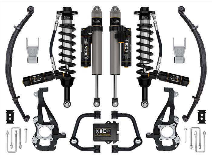 ICON 2021-2023 Ford F-150 4WD, 3.5-4.5" Lift, Stage 5 Suspension System, Tubular UCA w/ Leaf Packs