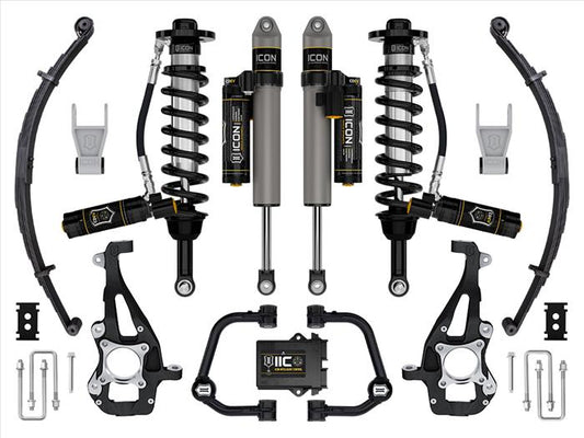 ICON 2021-2023 Ford F-150 4WD, 3.5-4.5" Lift, Stage 5 Suspension System, Tubular UCA w/ Leaf Packs