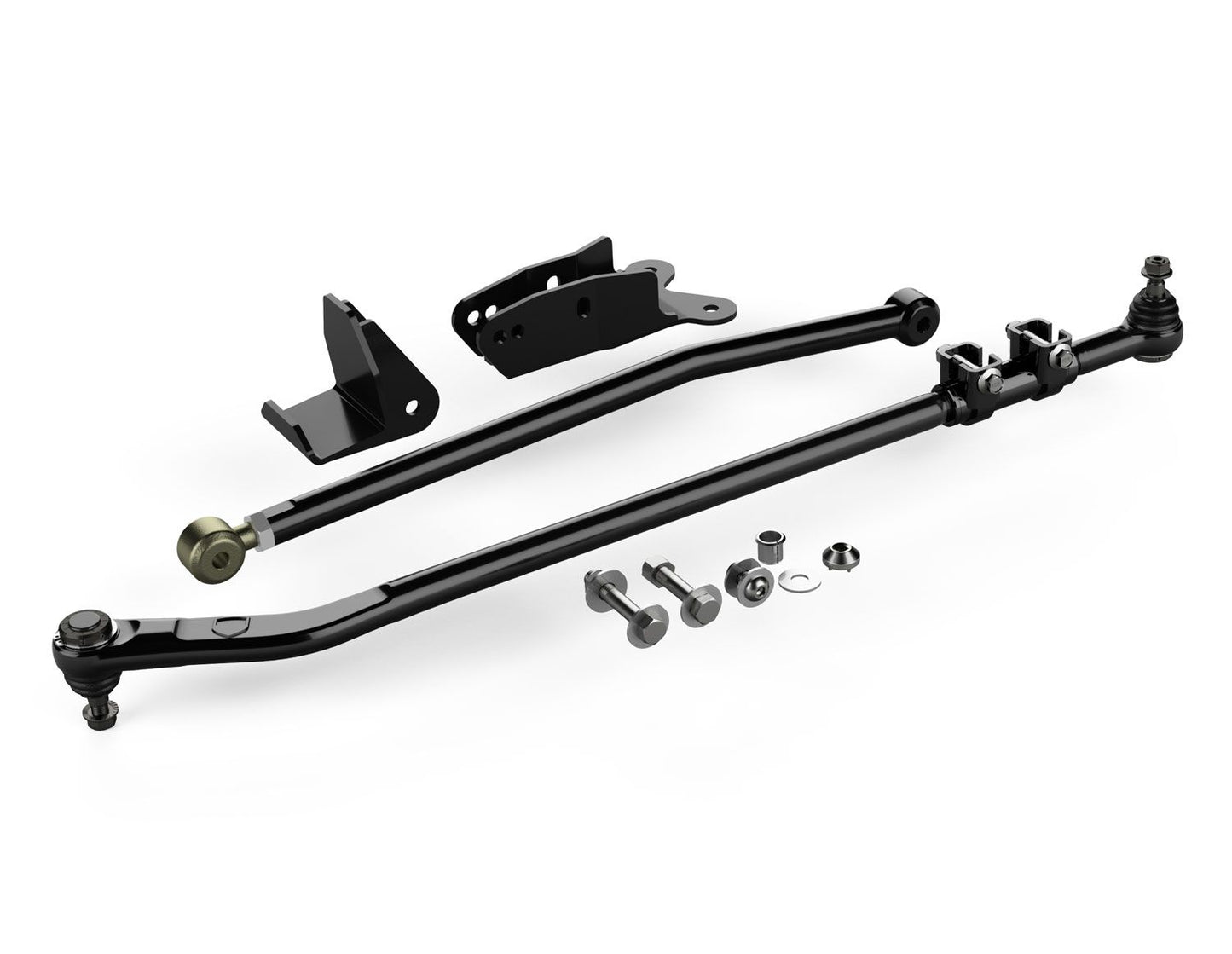 JK: HD Forged Drag Link Flip Kit w/ Front Track Bar Drop Bracket & Frame Brace Kit