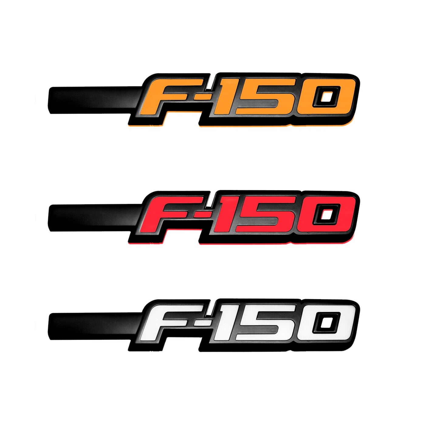 2009-2014 Ford F150 Illuminated Emblems Driver/Passenger Side Fender Emblems in Black Chrome - AMBER, RED, & WHITE