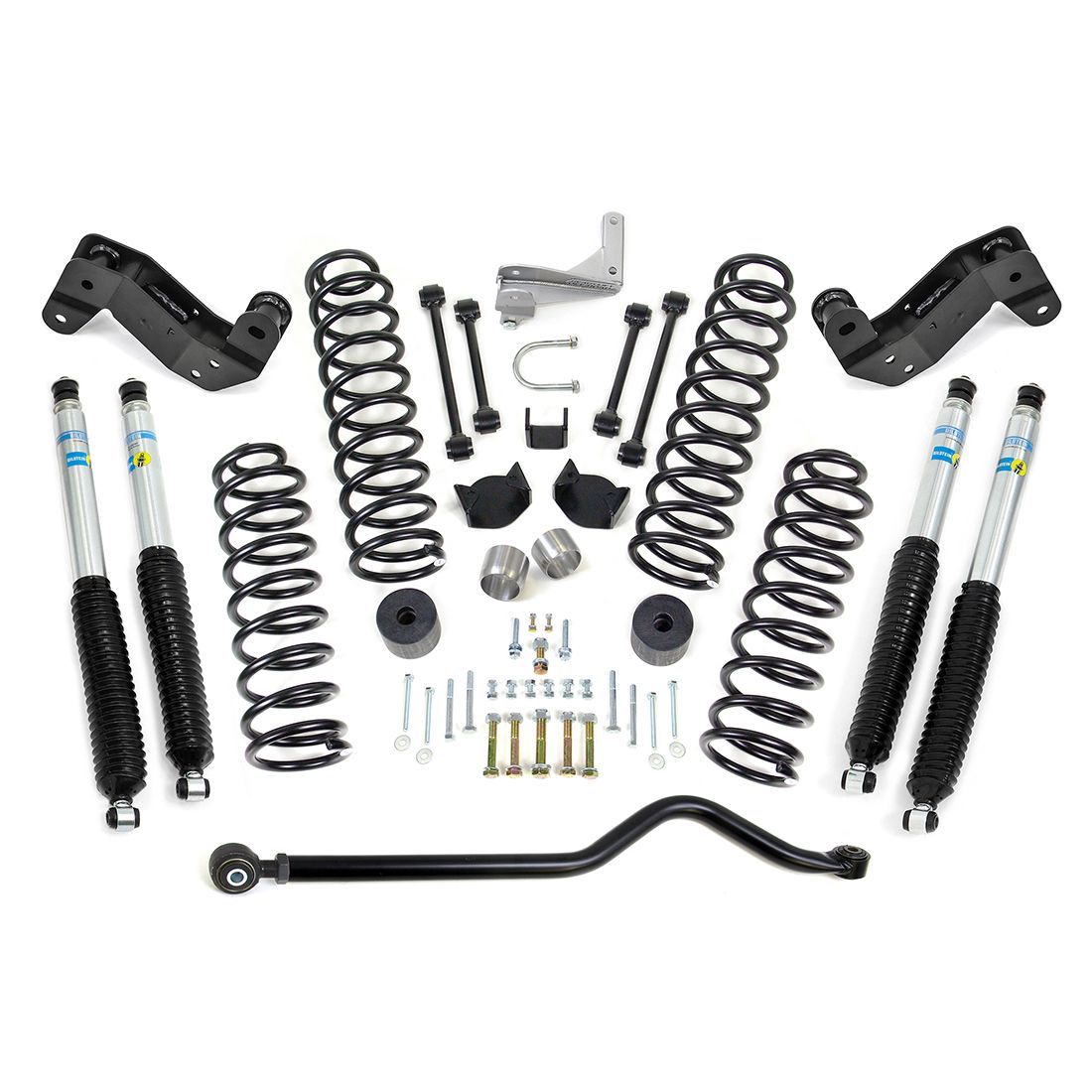 Jeep JK 4" Coil Spring Kit With Adjustable Track Bar, Caster Correction Bracket, Exhuast Spacer With Bilstein Shocks