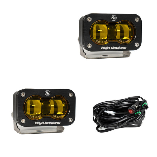 S2 SAE LED Auxiliary Light Pod Pair Universal Amber