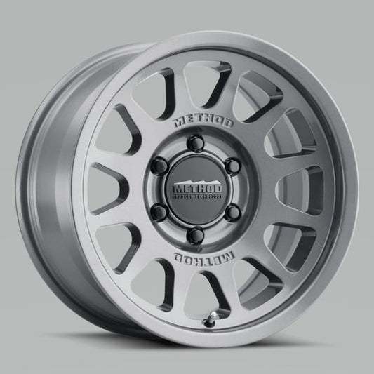Method | MR703 17x8.5 0mm Offset 5x5 71.5mm CB Gloss Titanium Wheels