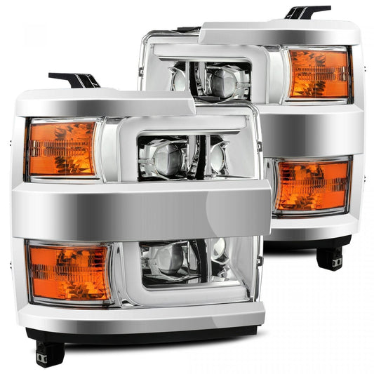 AlphaRex Pro-Series Halogen Headlights: Chevy Silverado HD 2500/3500 (2015-2019) w/ Chrome Grille Trim