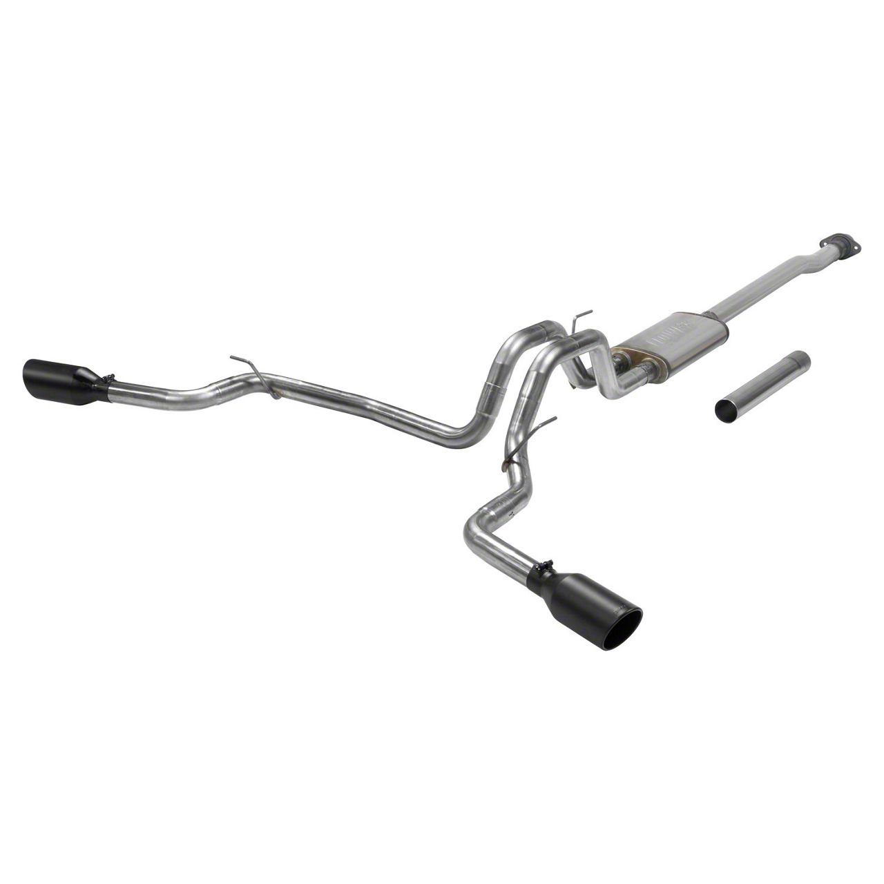 Flowmaster FlowFX Dual Exhaust System with Black Tips; Side Exit (15-20 3.5L EcoBoost F-150, Excluding Raptor & 19-20 F-150 Limited)