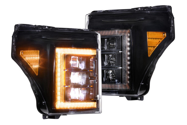 Morimoto XB LED Projector Headlights Amber DRL: Ford F250/F350 Super Duty 2011-2016