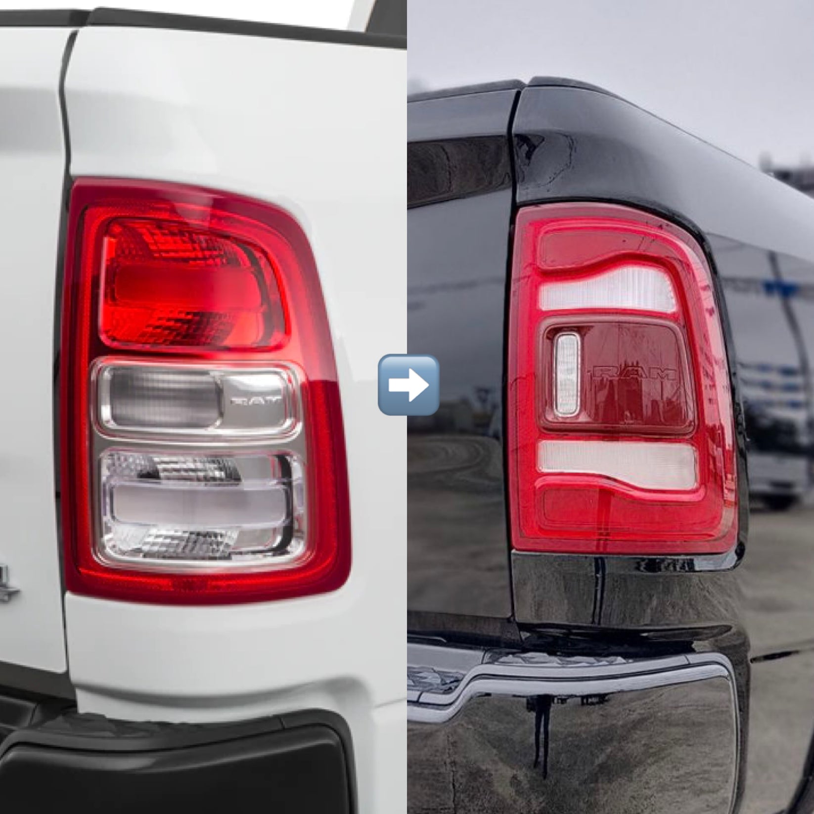 DODGE RAM 5TH GEN RAM 2500/3500 OEM INCANDESCENT TAIL TO OEM LED TAIL