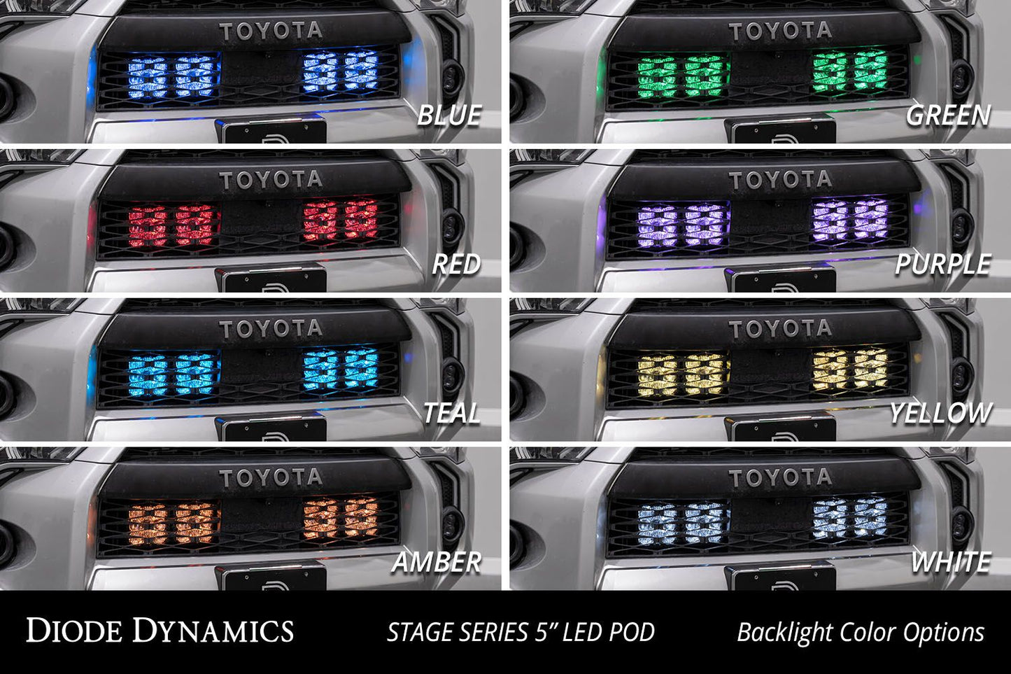 Diode Dynamics SS5 Stealth Grille LED Pod Kit 2014-2023 Toyota 4Runner